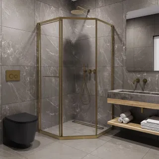 Душевой уголок Timo T34R 100x100 см правый золото матовое